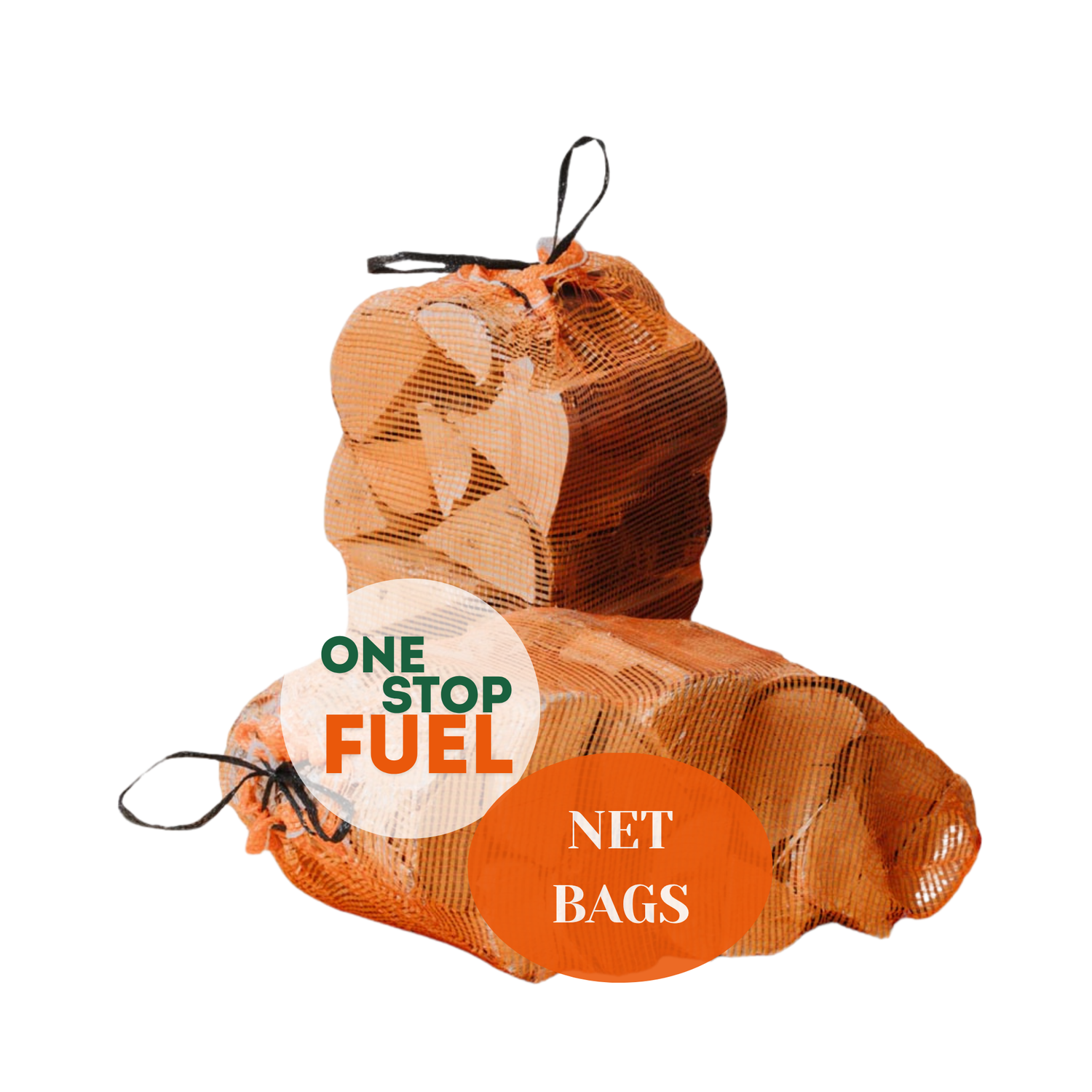 Firewood in netted bags