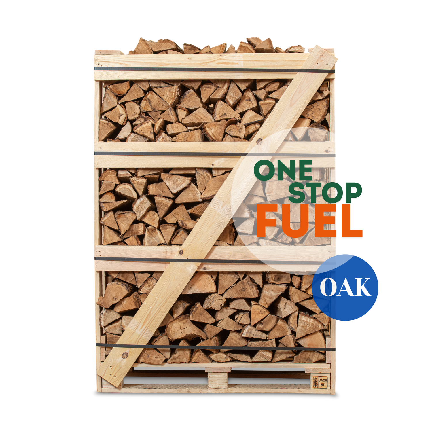 OAK Firewood 1.85m³ - 840kg Kiln Dried (4 Row) Crate