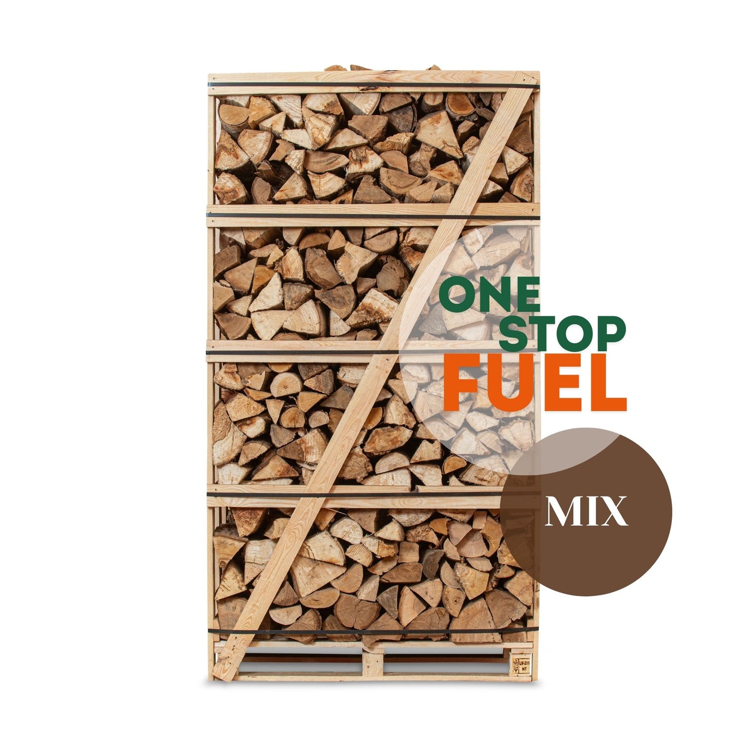 Hardwood mix Firewood 2.2m³ - 850kg Kiln Dried (3 Row) Crate