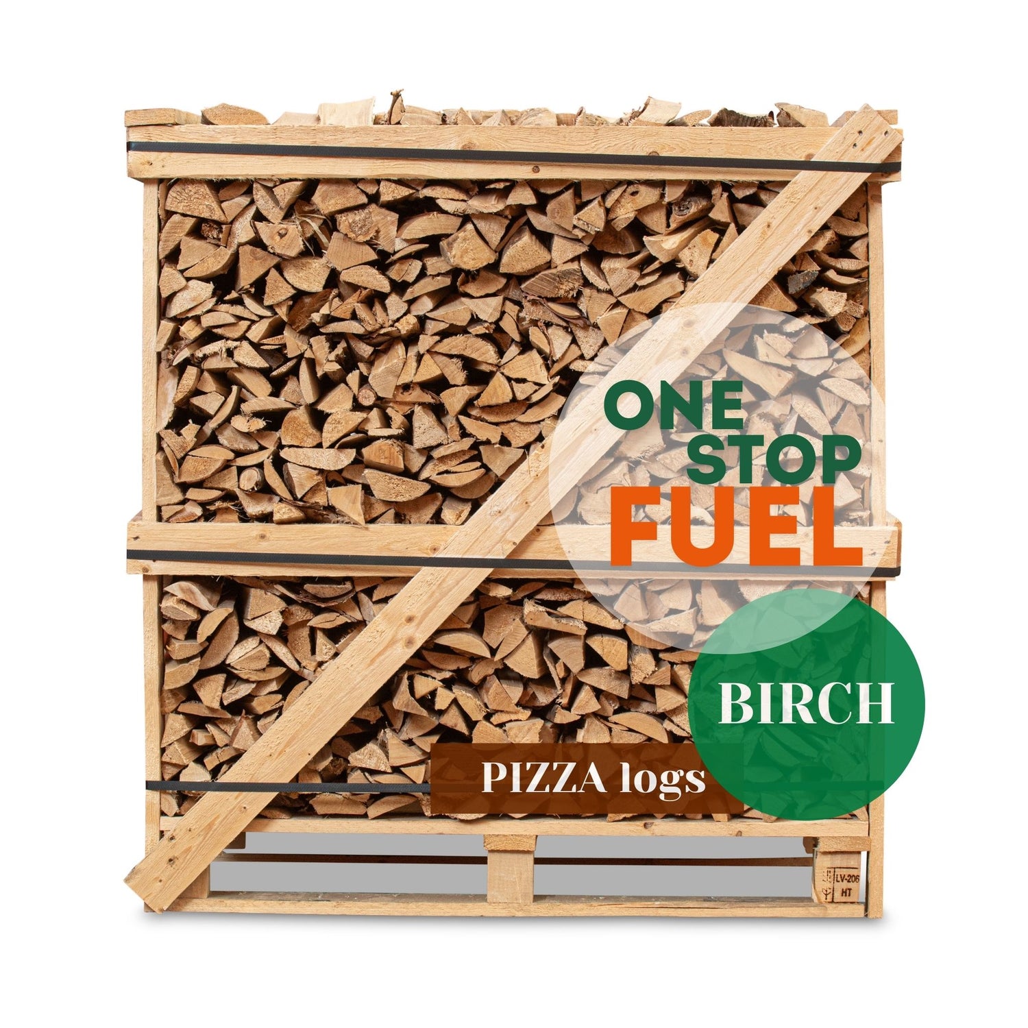 Hardwood Pizza logs Firewood 1.5m³ - 450kg Kiln Dried (4 Row) Crate