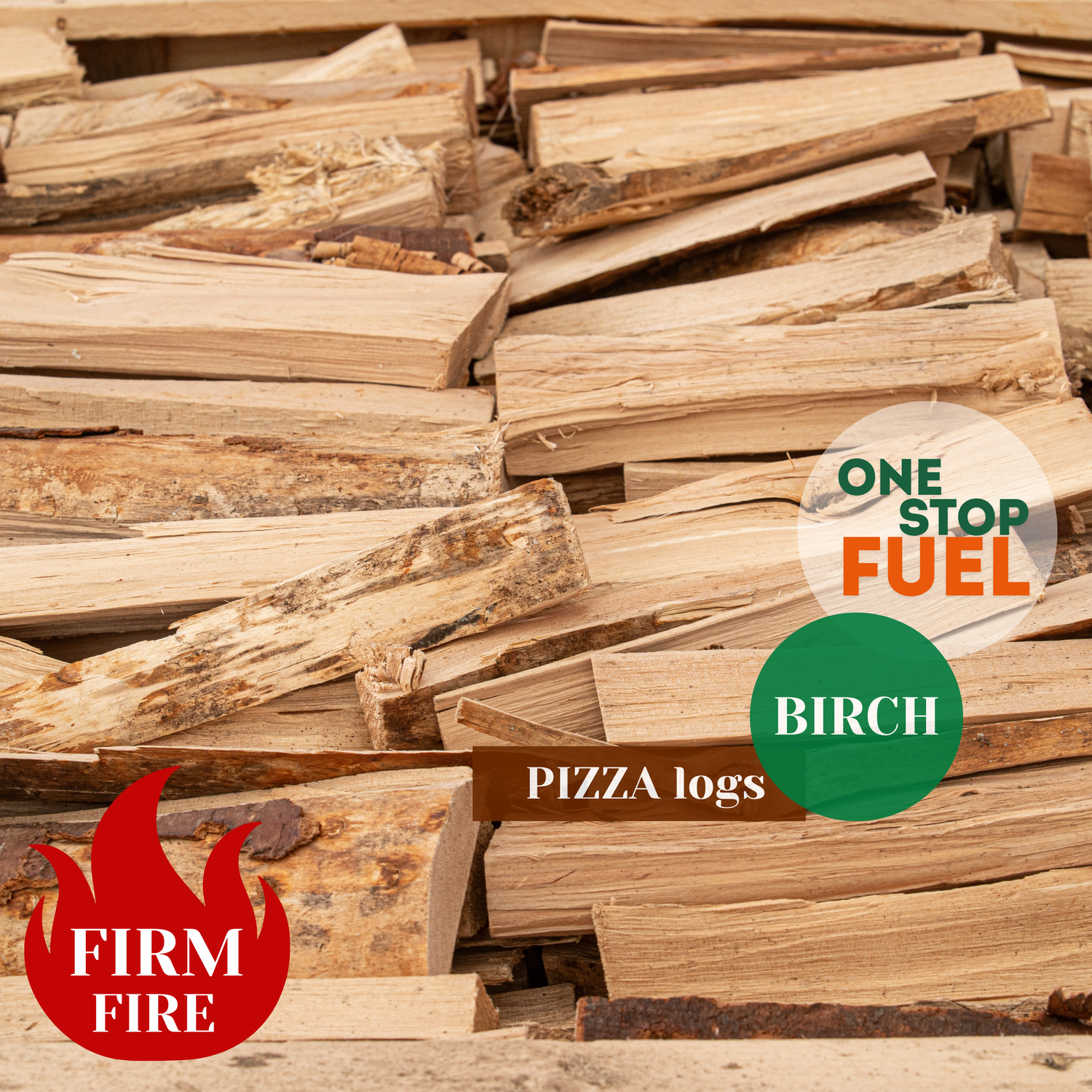 Hardwood Pizza logs Firewood 1.5m³ - 450kg Kiln Dried (4 Row) Crate