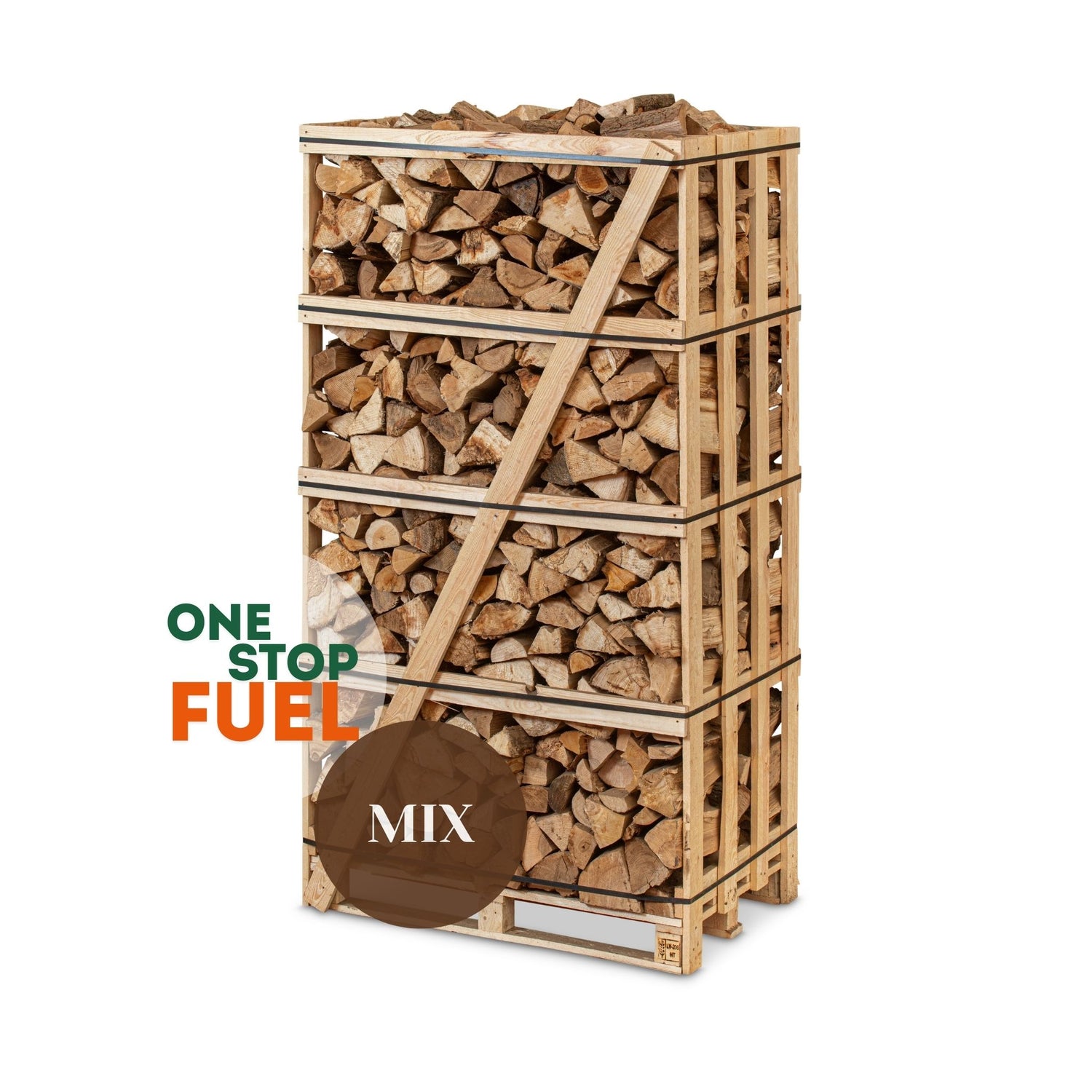 Hardwood mix Firewood 2.2m³ - 850kg Kiln Dried (3 Row) Crate