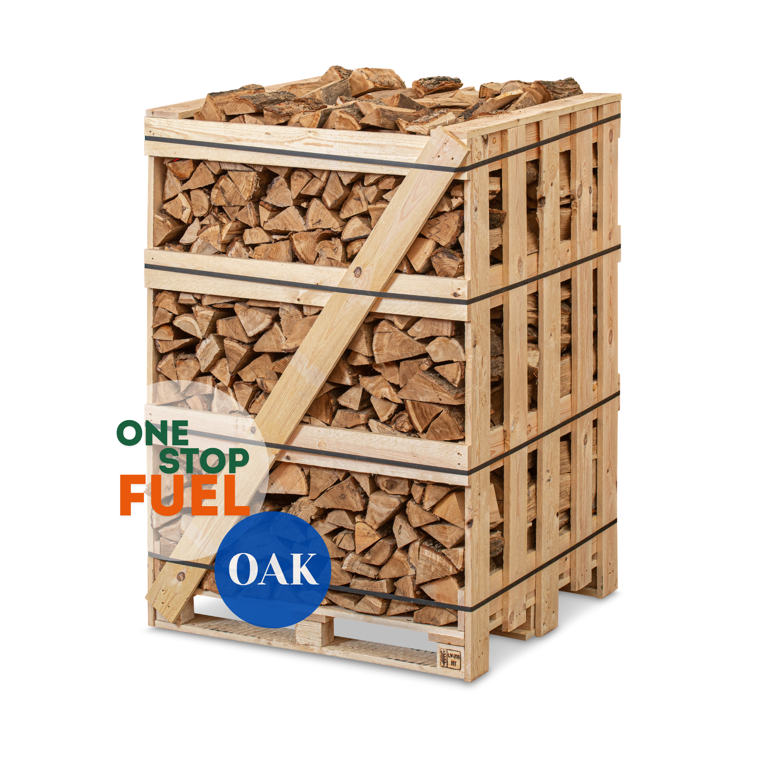 OAK Firewood 1.85m³ - 840kg Kiln Dried (4 Row) Crate
