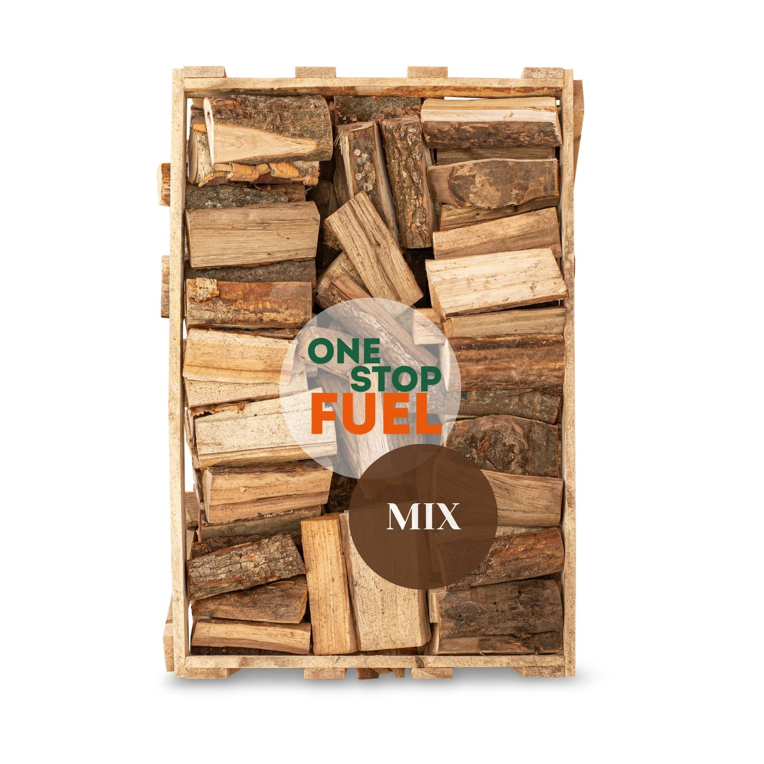 Hardwood mix Firewood 2.2m³ - 850kg Kiln Dried (3 Row) Crate