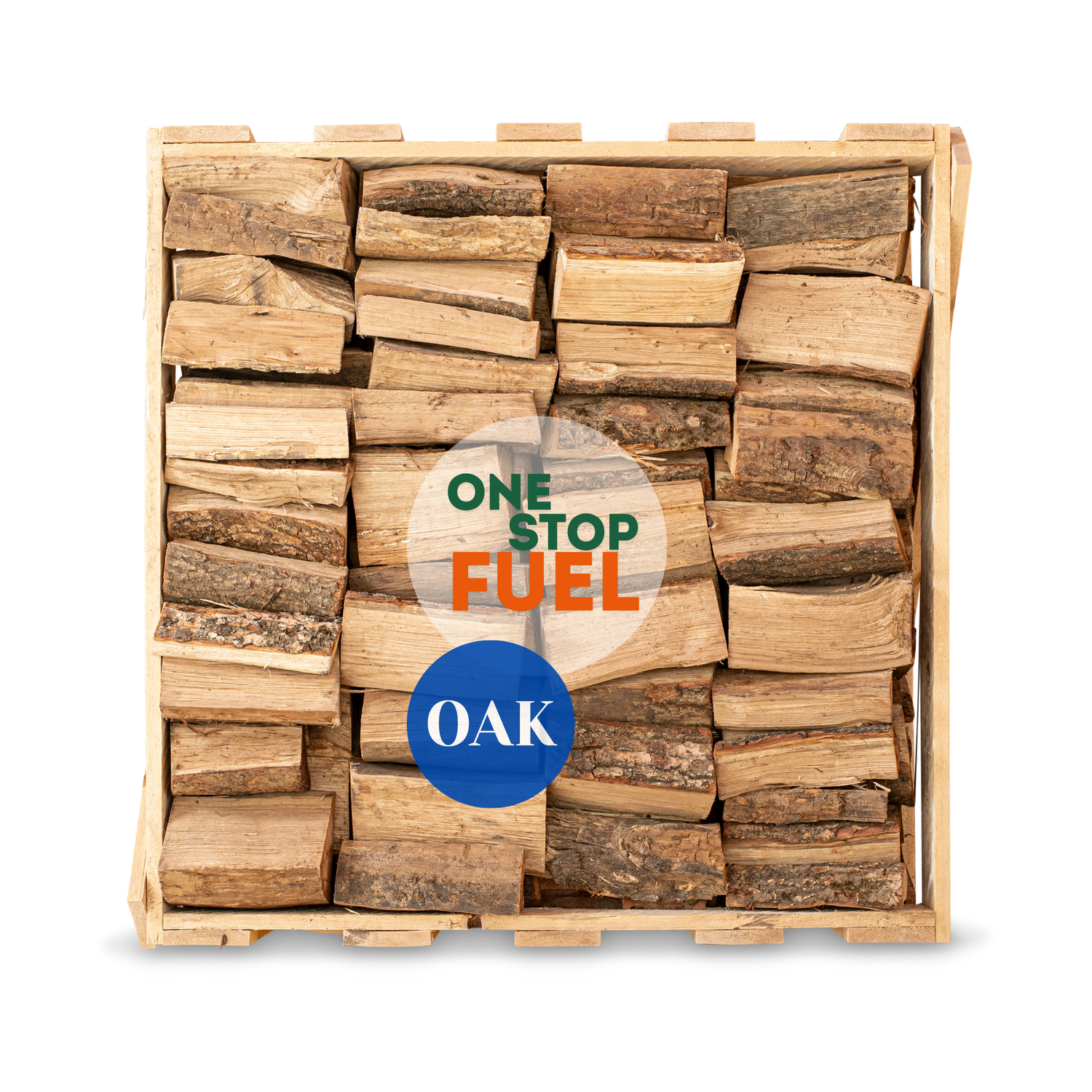 OAK Firewood 1.85m³ - 840kg Kiln Dried (4 Row) Crate