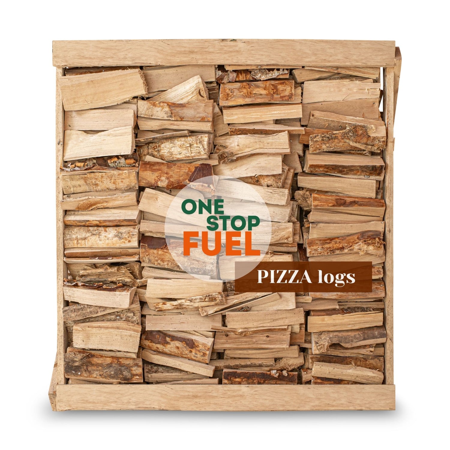 Hardwood Pizza logs Firewood 1.5m³ - 450kg Kiln Dried (4 Row) Crate