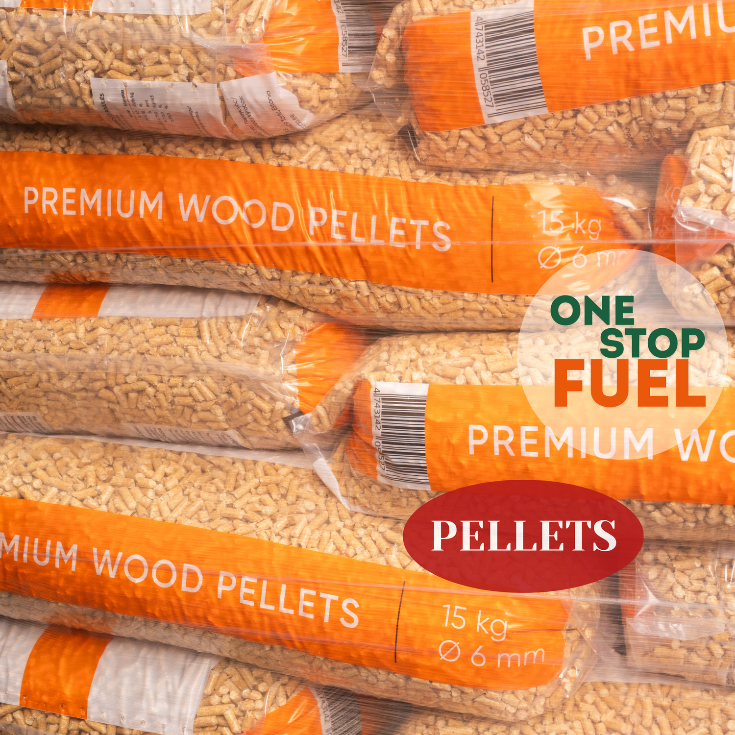 Premium Heating Pellets – 70 x 15kg Bags (ENplus A1, 6mm)