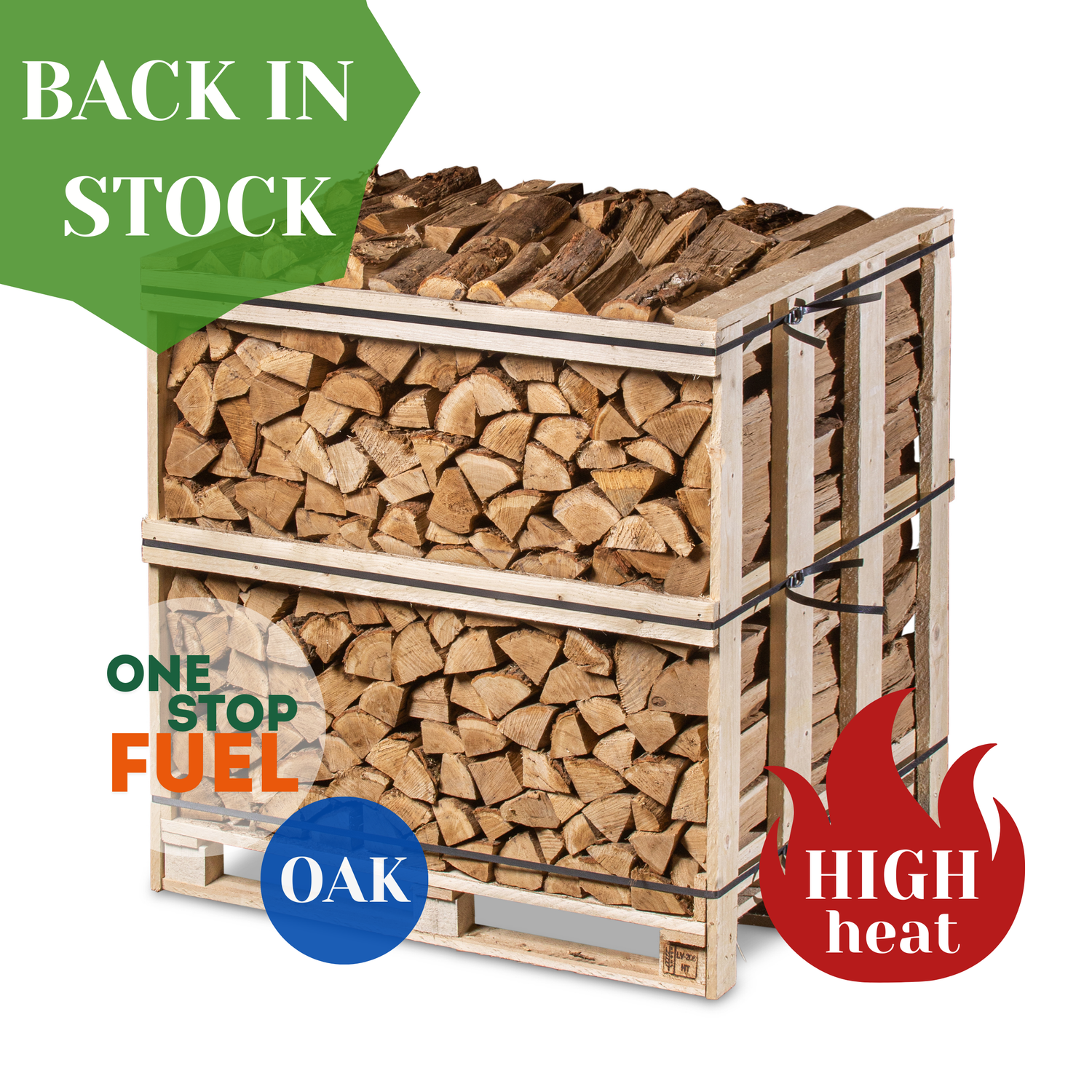 Premium OAK Firewood 1.2M (3-rows) - 480kg crate