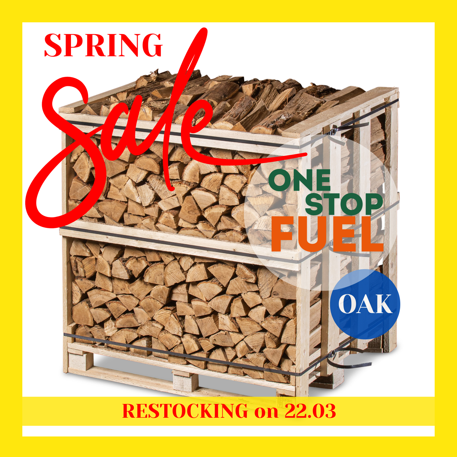 Premium OAK Firewood 1.2M (3-rows) - 480kg crate