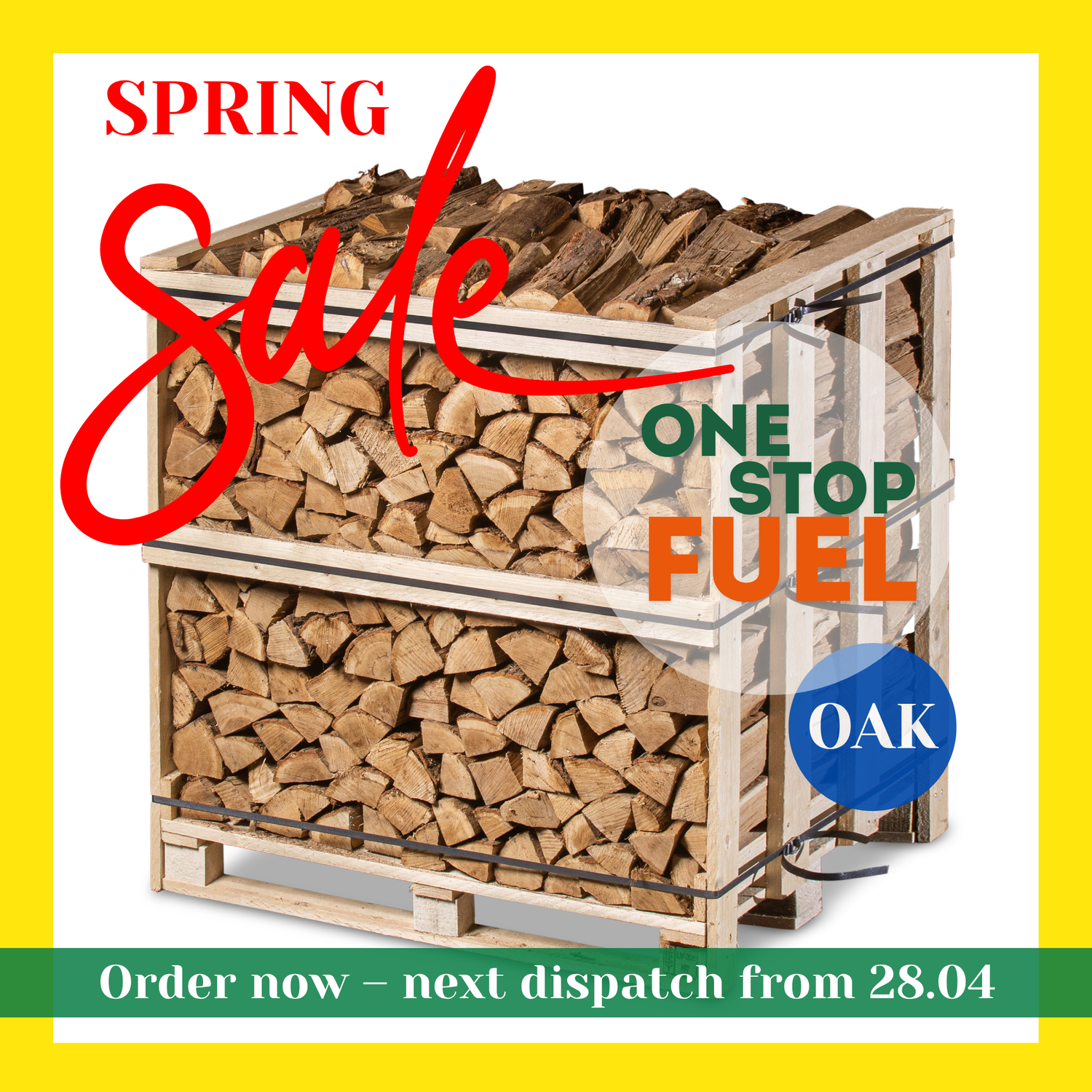 Premium OAK Firewood 1.2M (3-rows) - 480kg crate