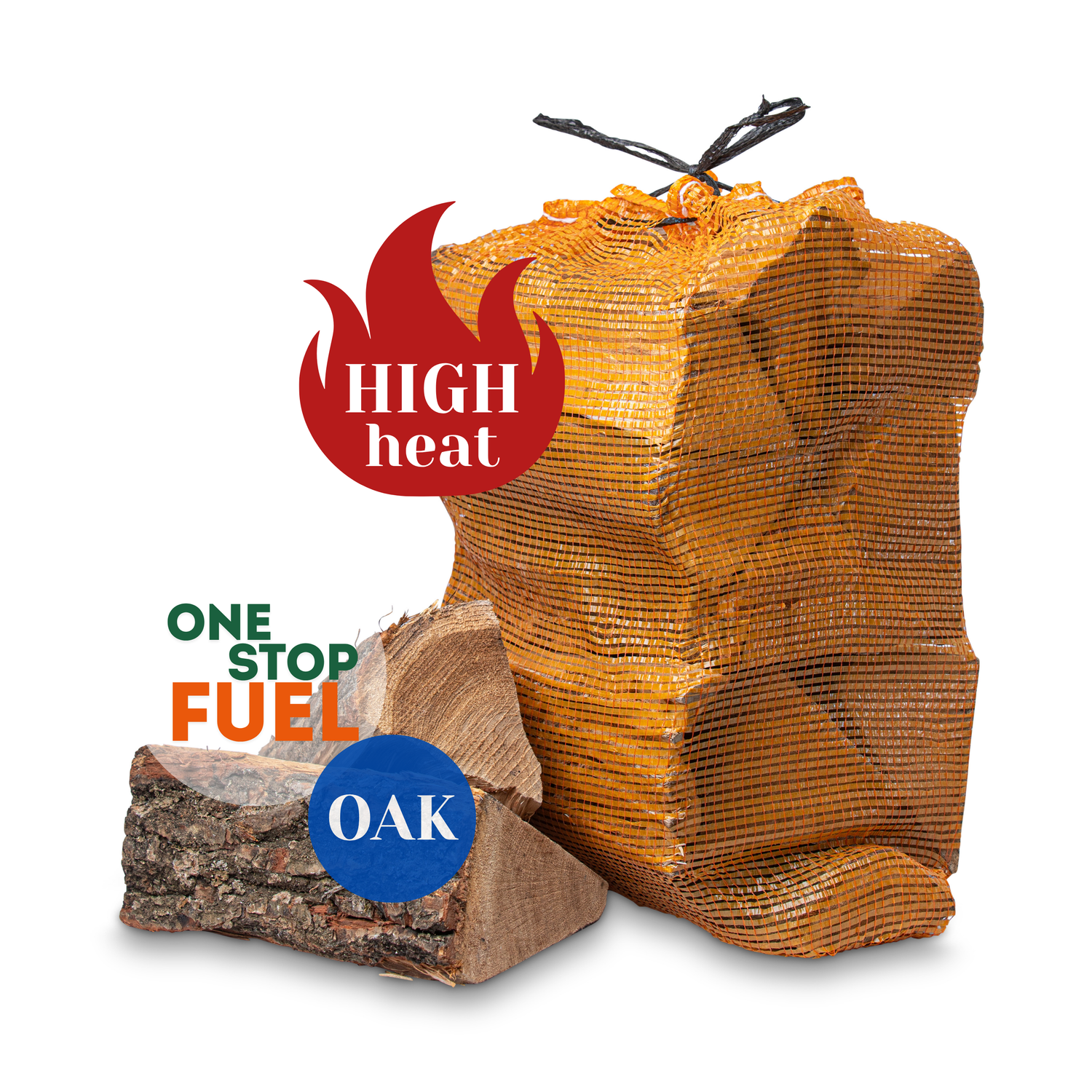 Premium OAK Firewood Bags 560kg (56 x 25L/10kg Bags)