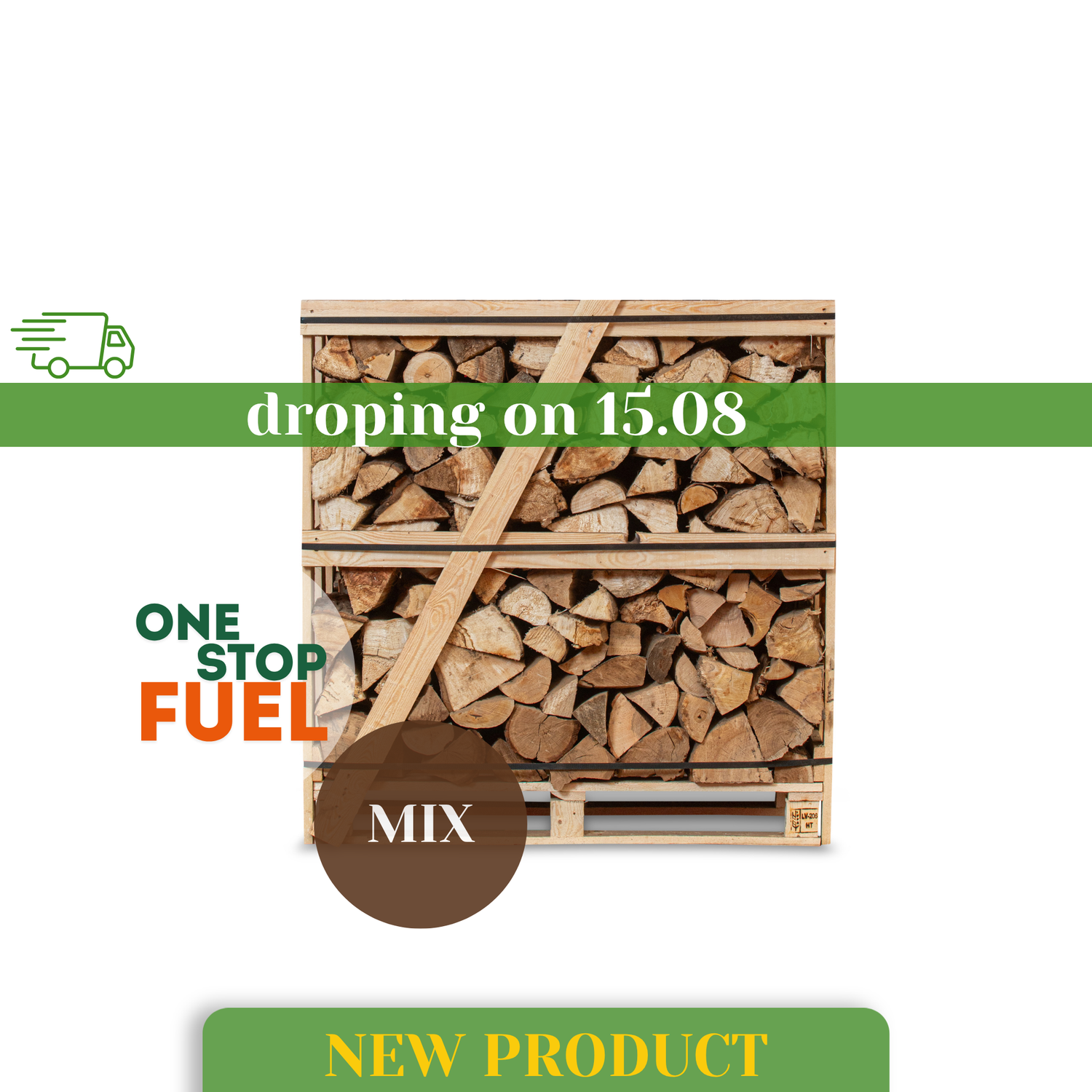 Premium MIX Firewood 1.2M (3-rows) - 380kg crate (COMING SOON)