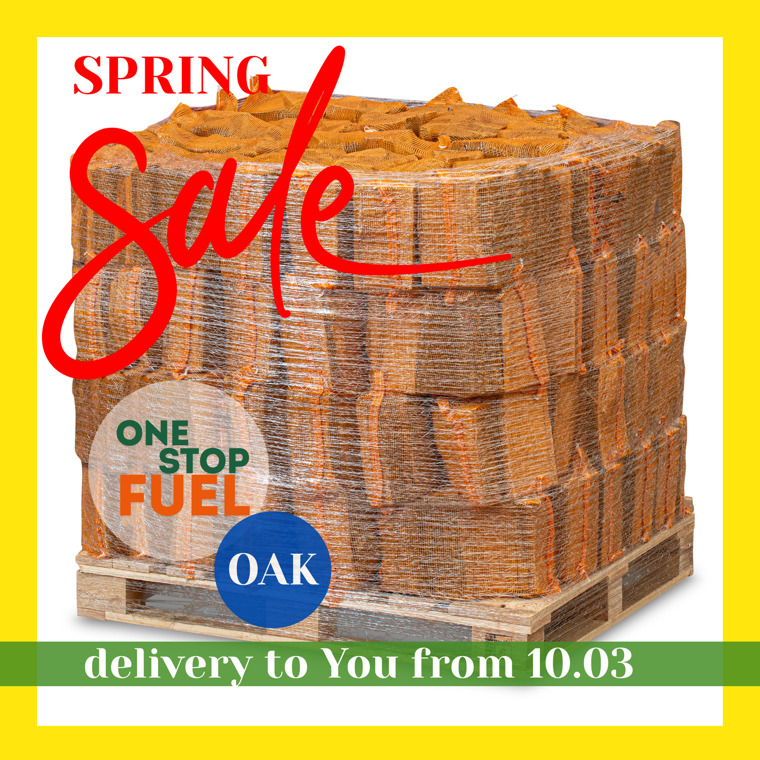Premium OAK Firewood Bags 560kg (56 x 25L/10kg Bags)