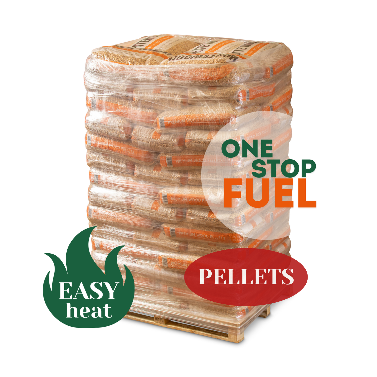 Premium Wood Heating Pellets – 70 x 15kg Bags (ENplus A1, 6mm)