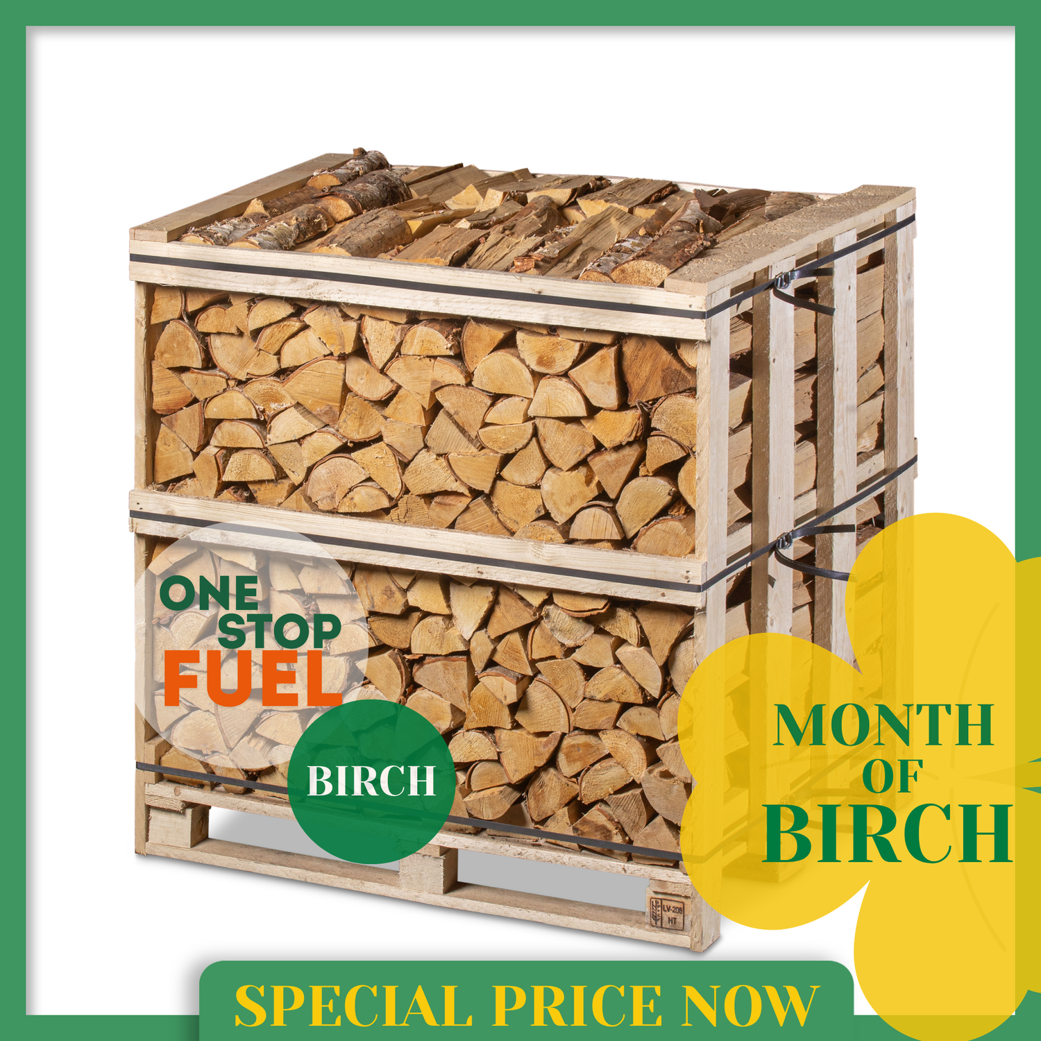 Premium BIRCH Firewood 1.2M (3-rows) - 460kg crate