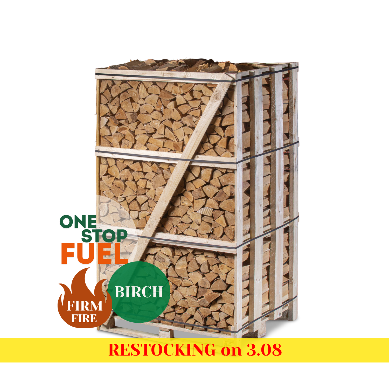 Premium BIRCH Firewood 2M (3-rows) - 880kg crate