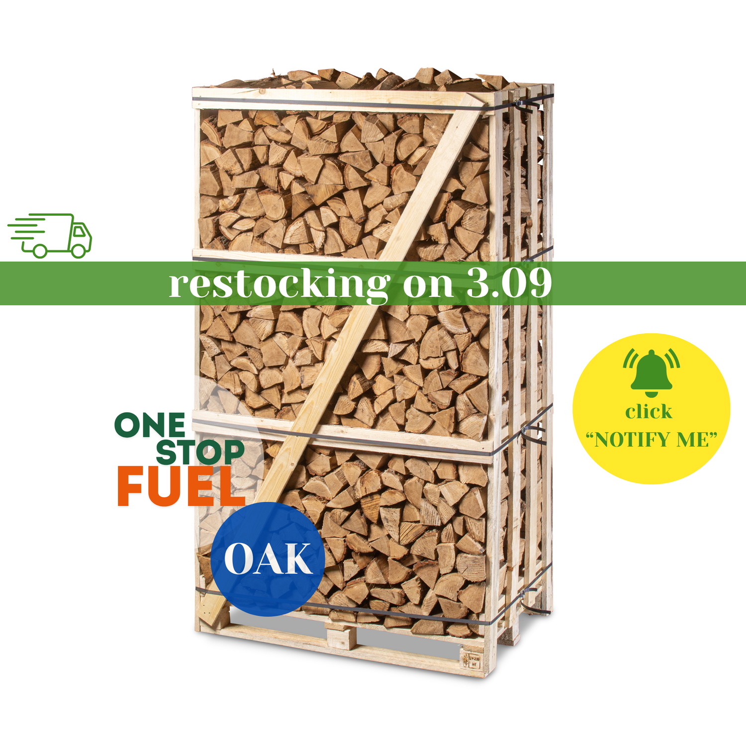 Premium OAK Firewood 2M (3-rows) - 920kg crate