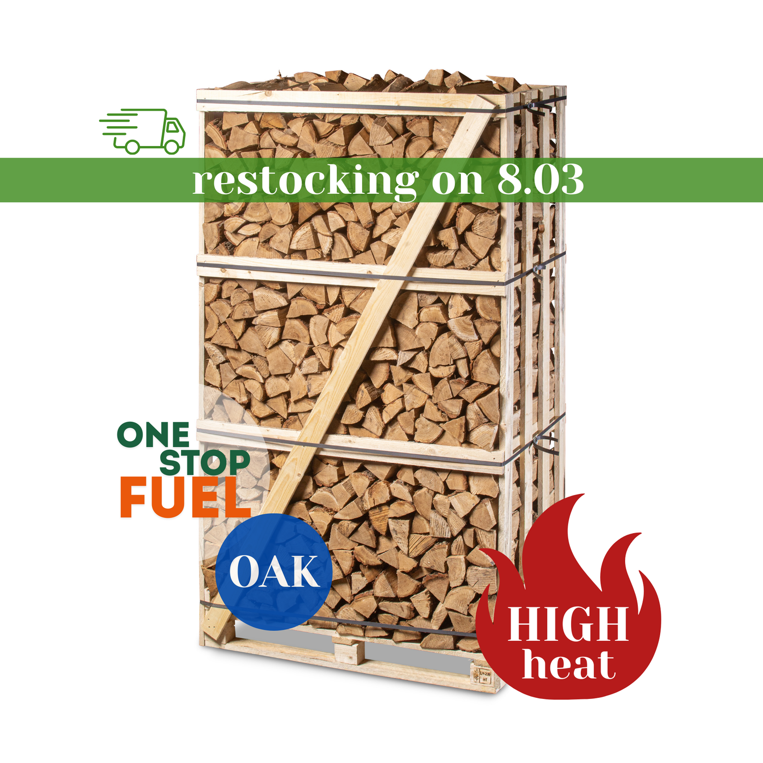 Premium OAK Firewood 2M (3-rows) - 920kg crate