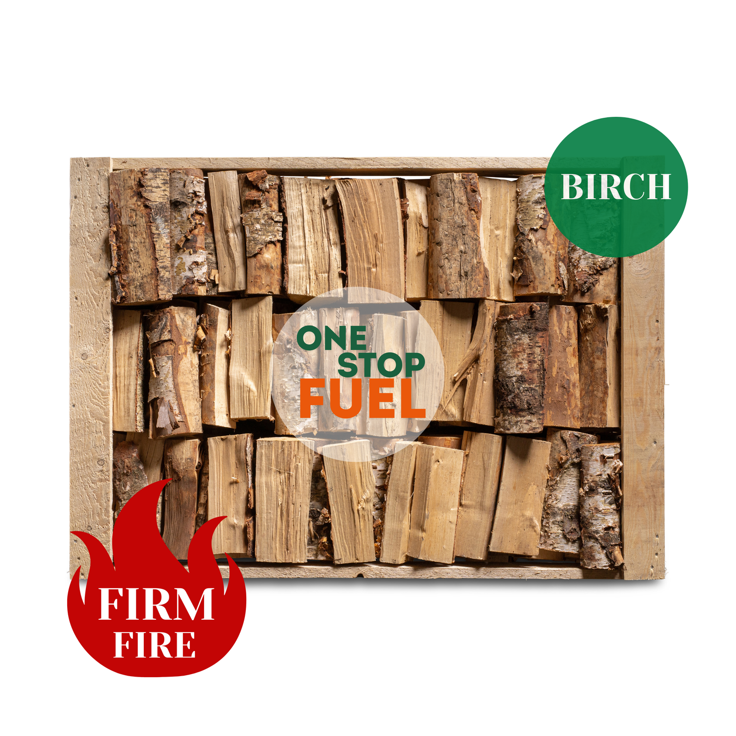 Birch firewood crate prepared for dispatch with Ready to Burn kiln-dried hardwood logs - The OneStopFuel Ireland