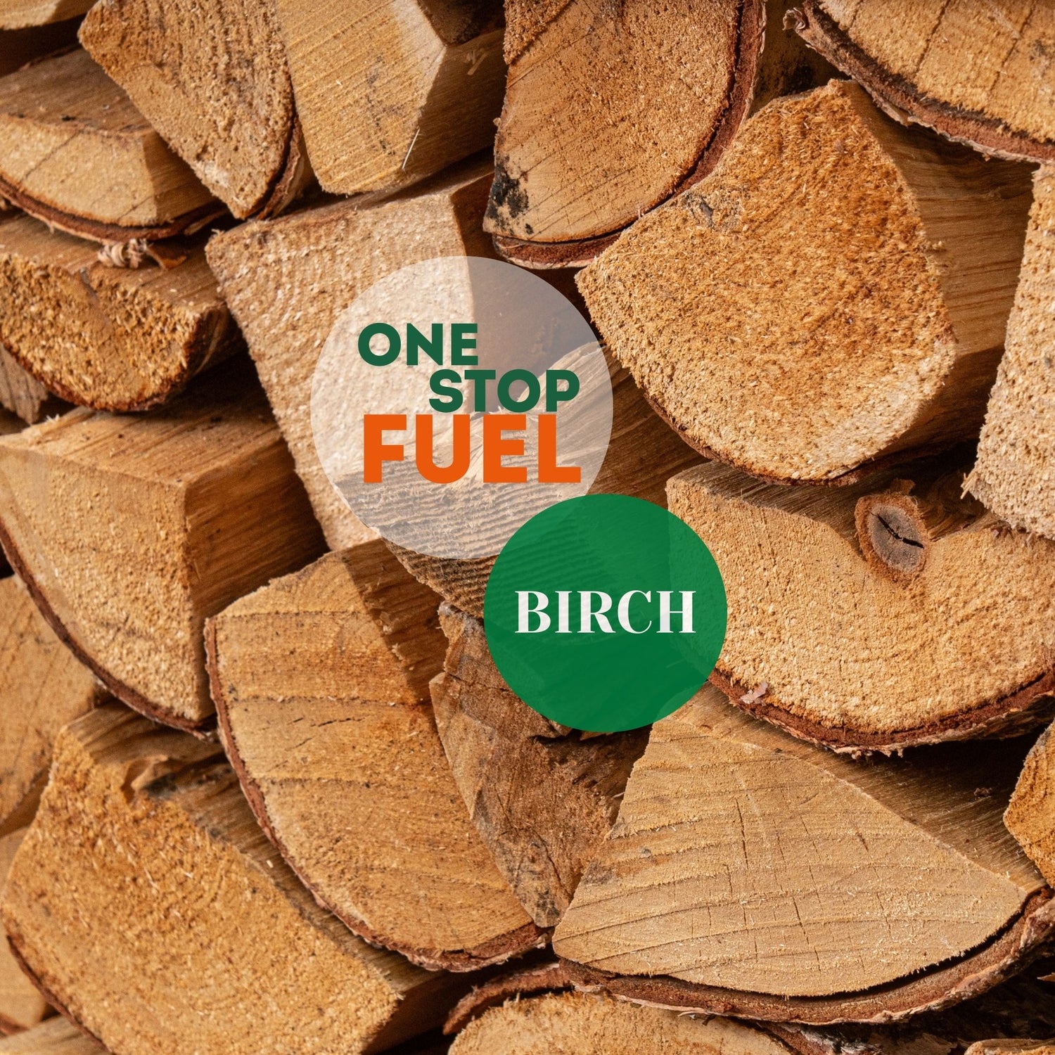 Detail view of premium hardwood birch logs kiln-dried below 20 percent moisture - The OneStopFuel Ireland