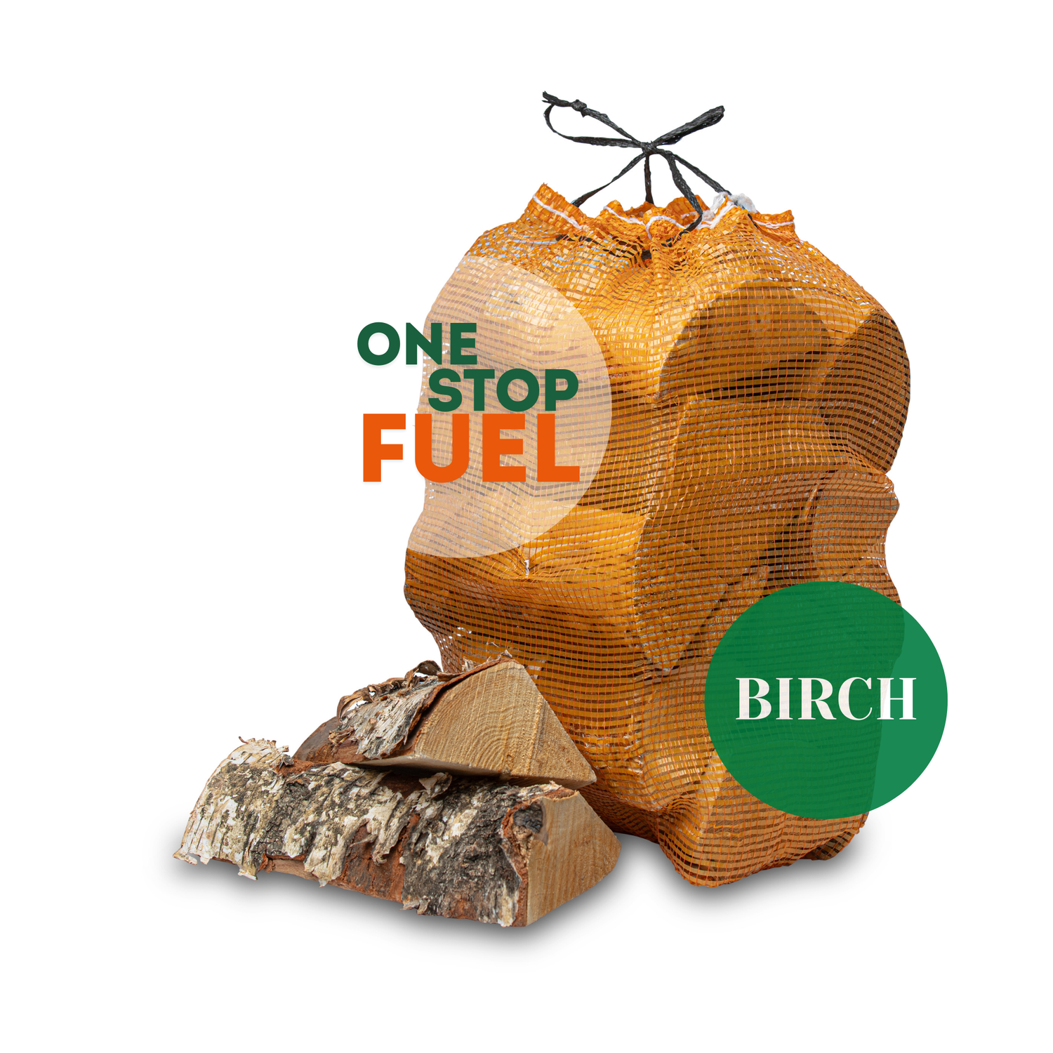 Bag of birch wood logs clear picture