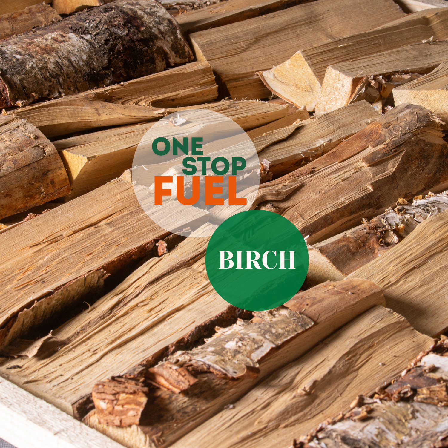 Top view of stacked birch firewood crate showing uniform log length and quality packing - The OneStopFuel Ireland