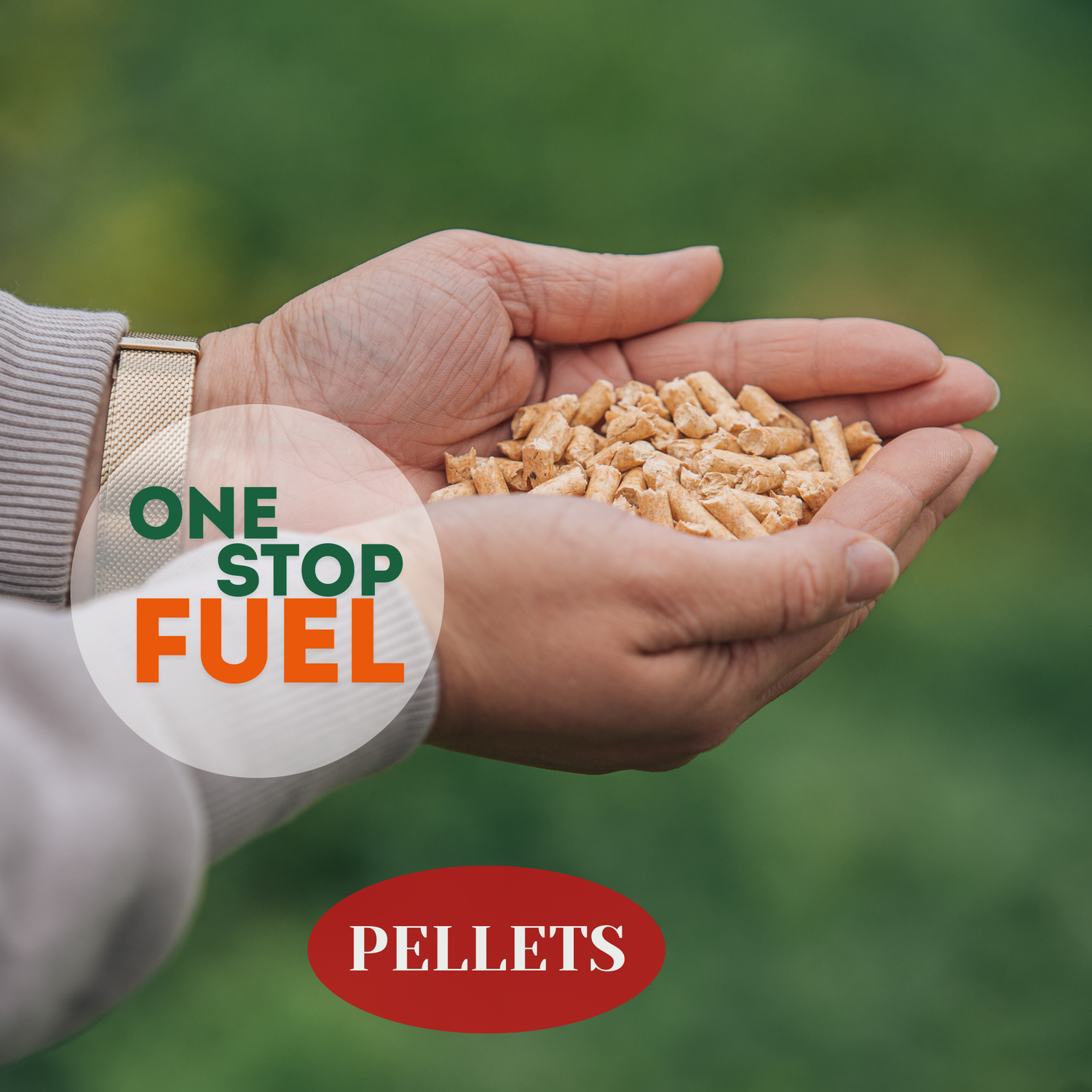 Premium ENplus A1 wood pellets held in hand showing 6mm size and natural clean fuel quality - The OneStopFuel Ireland