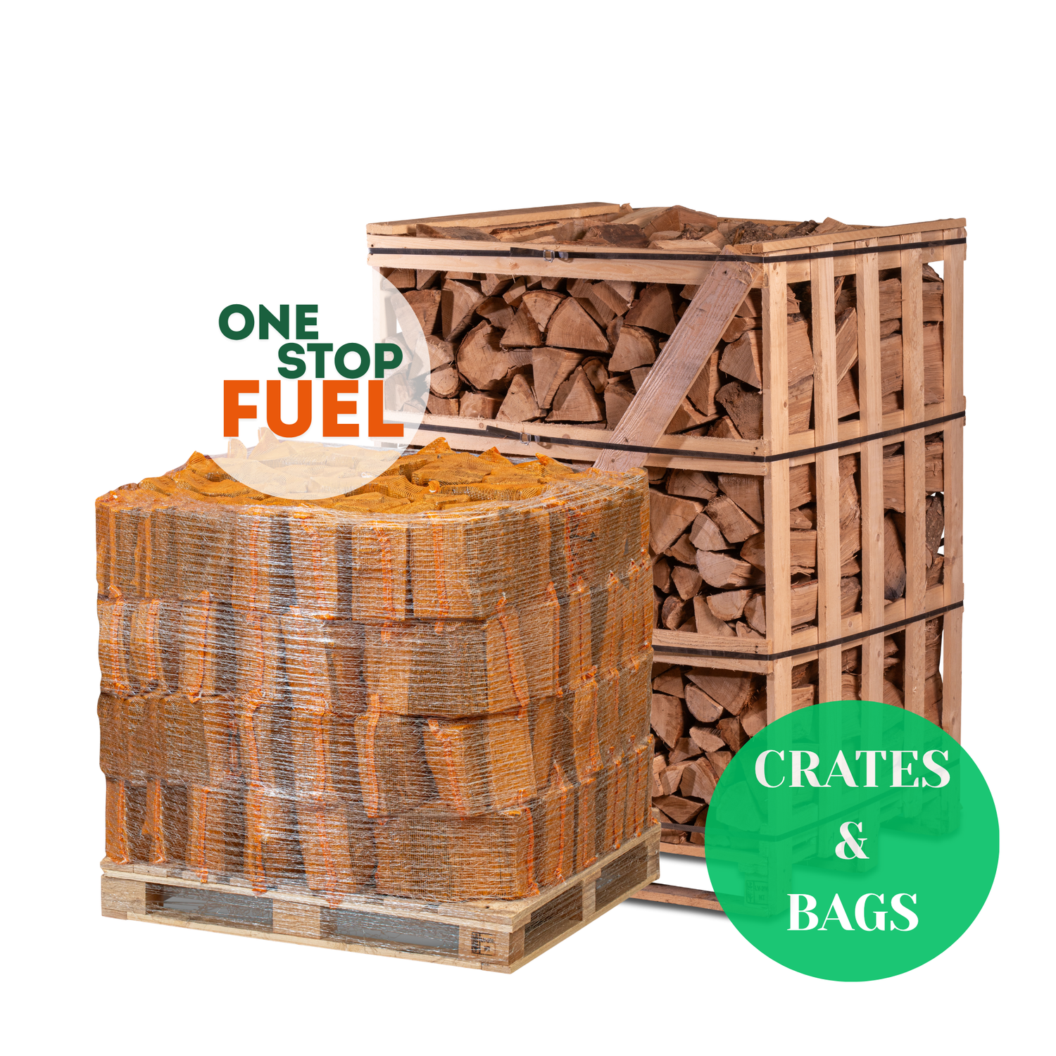 Kiln Dried Firewood in BAGS & CRATES