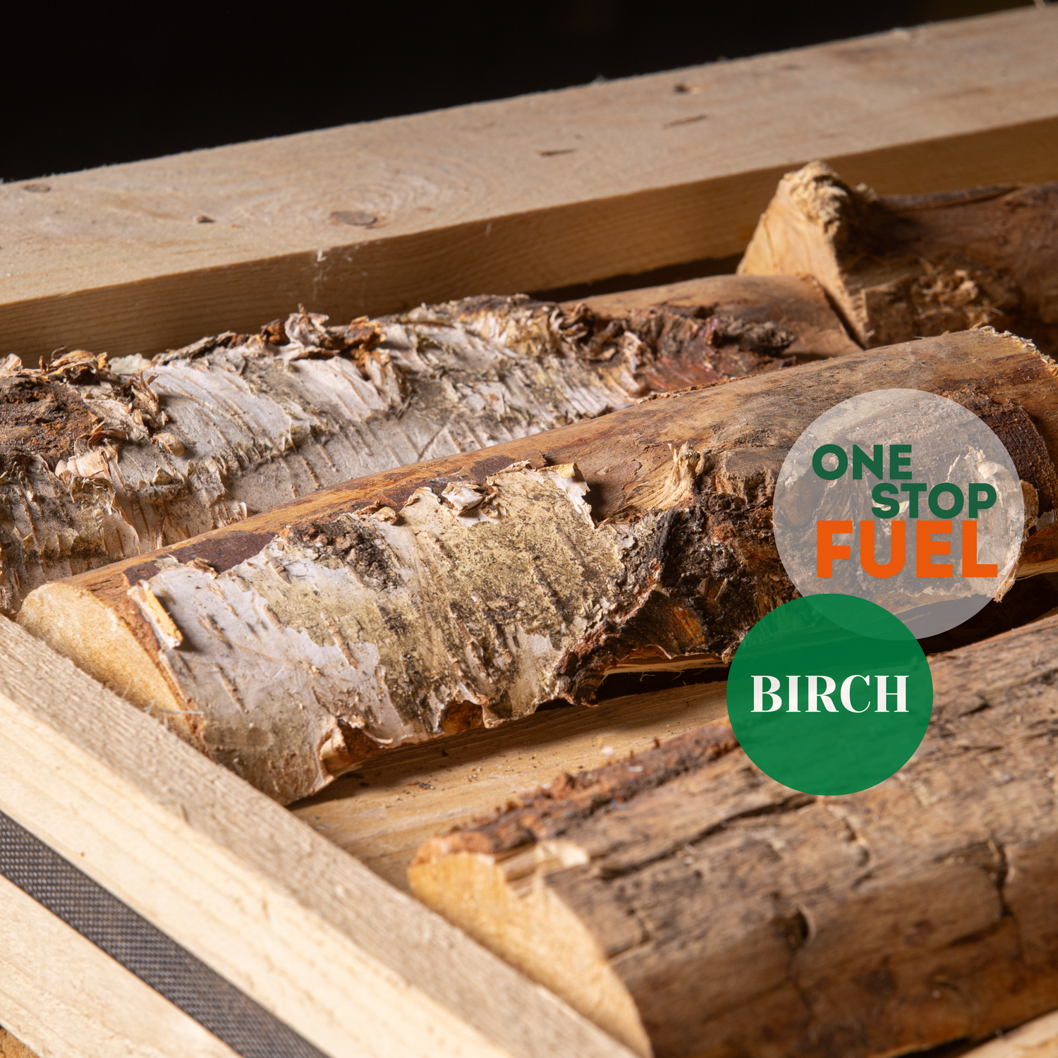 Hardwood Pizza logs Firewood 1.5m³ - 450kg Kiln Dried (4 Row) Crate
