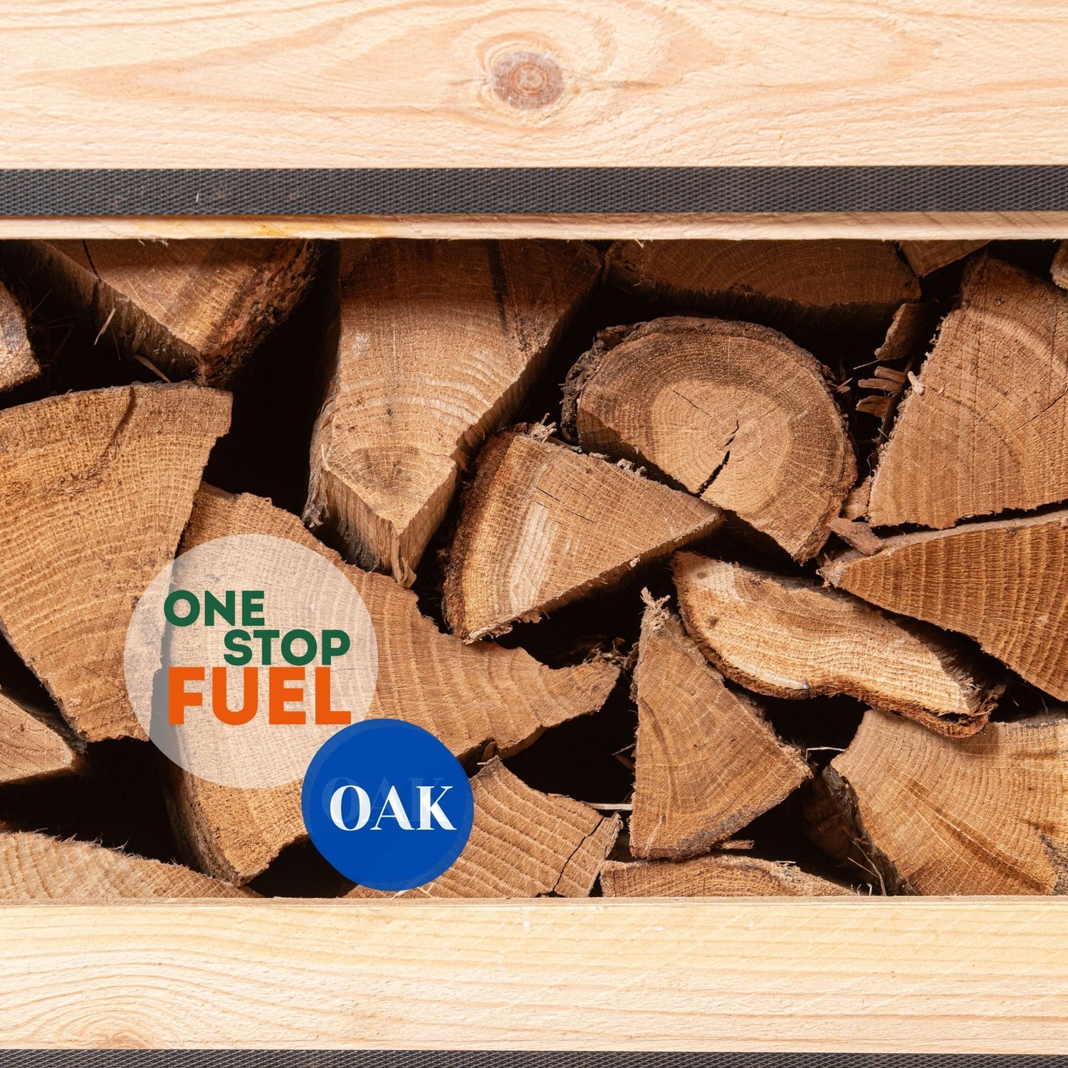 OAK Firewood 1m³ - 440kg Kiln Dried (4 Row) Crate