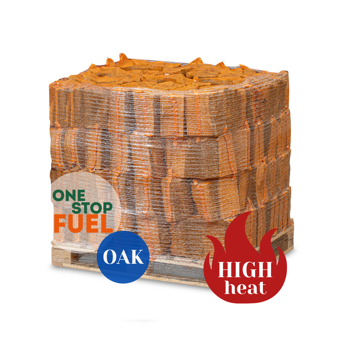 Premium OAK Firewood Bags 560kg (56 x 25L/10kg Bags)