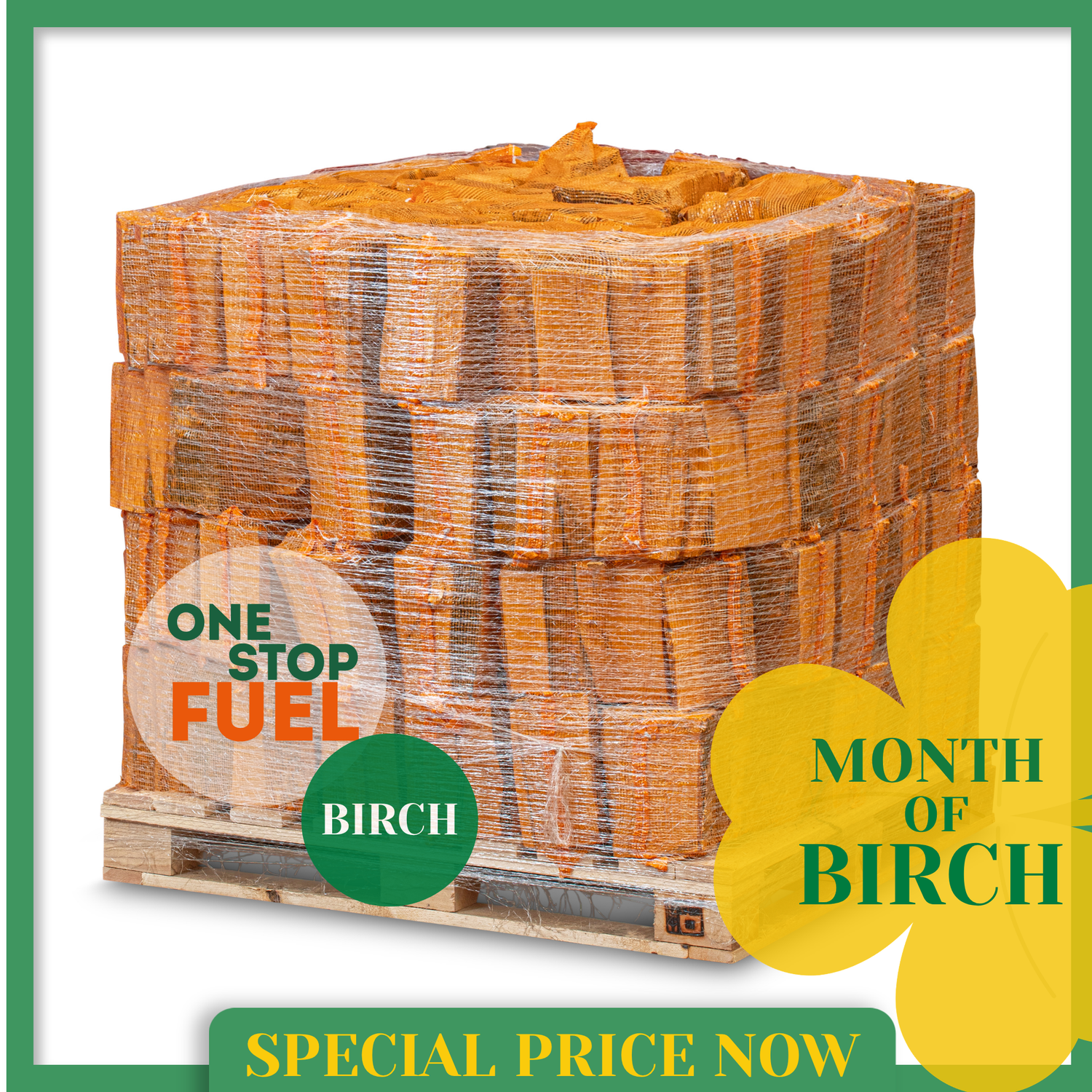 HARDWOOD Firewood Bags 1.6m³/480kg (60 x 22L/8kg Bags)