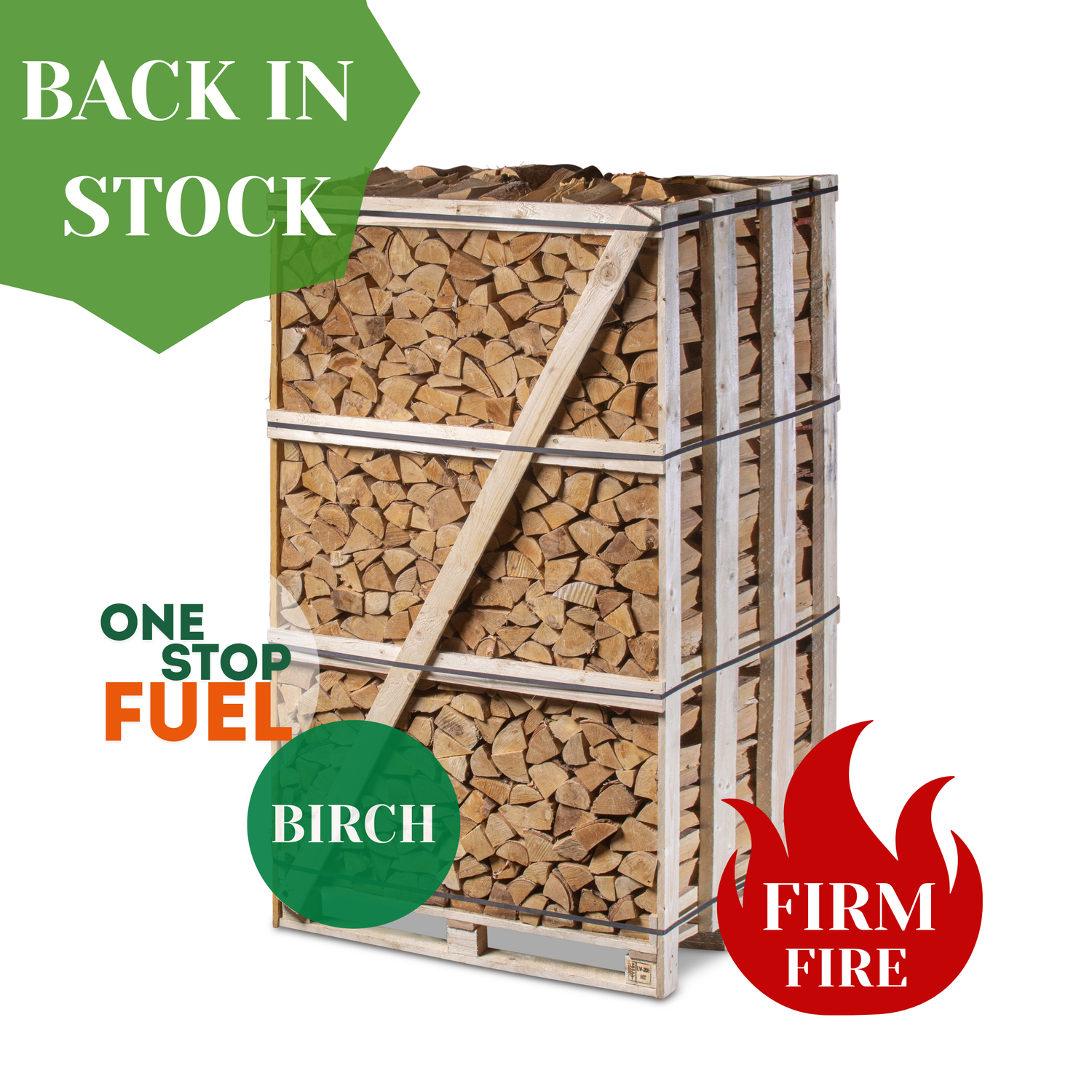 Premium BIRCH Firewood 2M (3-rows) - 880kg crate