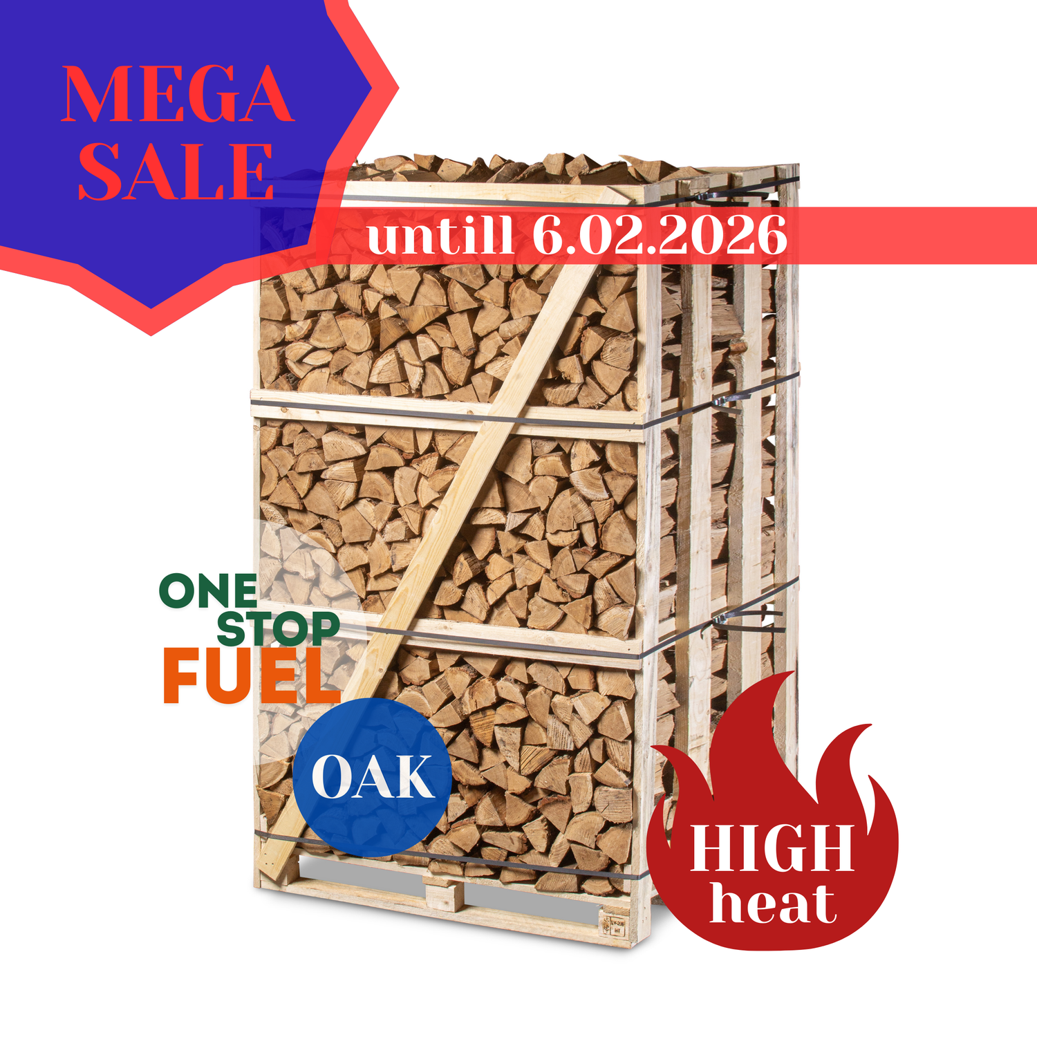 Premium OAK Firewood 2M (3-rows) - 920kg crate
