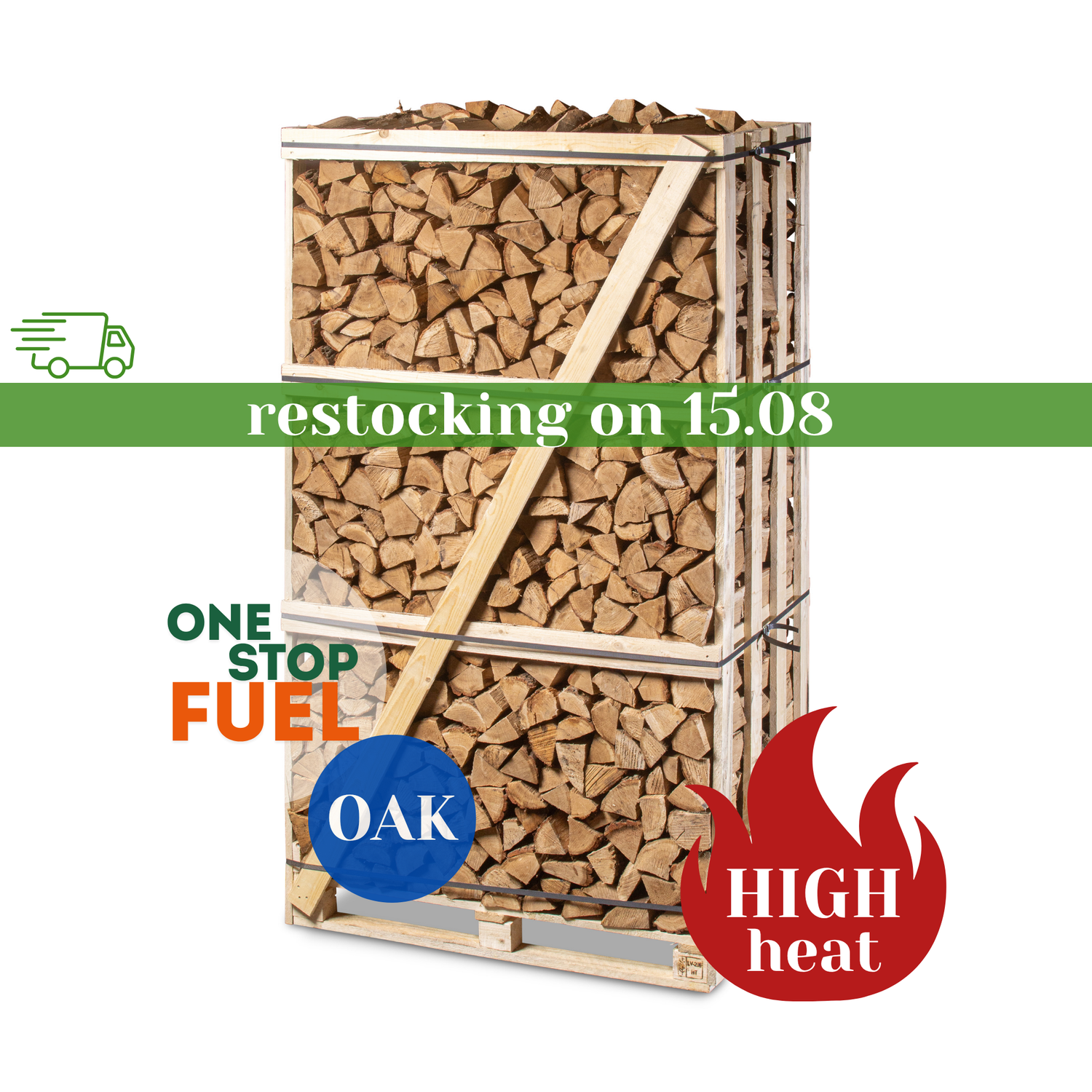 Premium OAK Firewood 2M (3-rows) - 920kg crate
