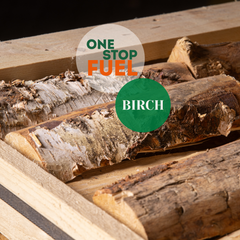 Pallet delivery of kiln-dried birch firewood crate ready for kerbside drop-off in Ireland - The OneStopFuel Ireland