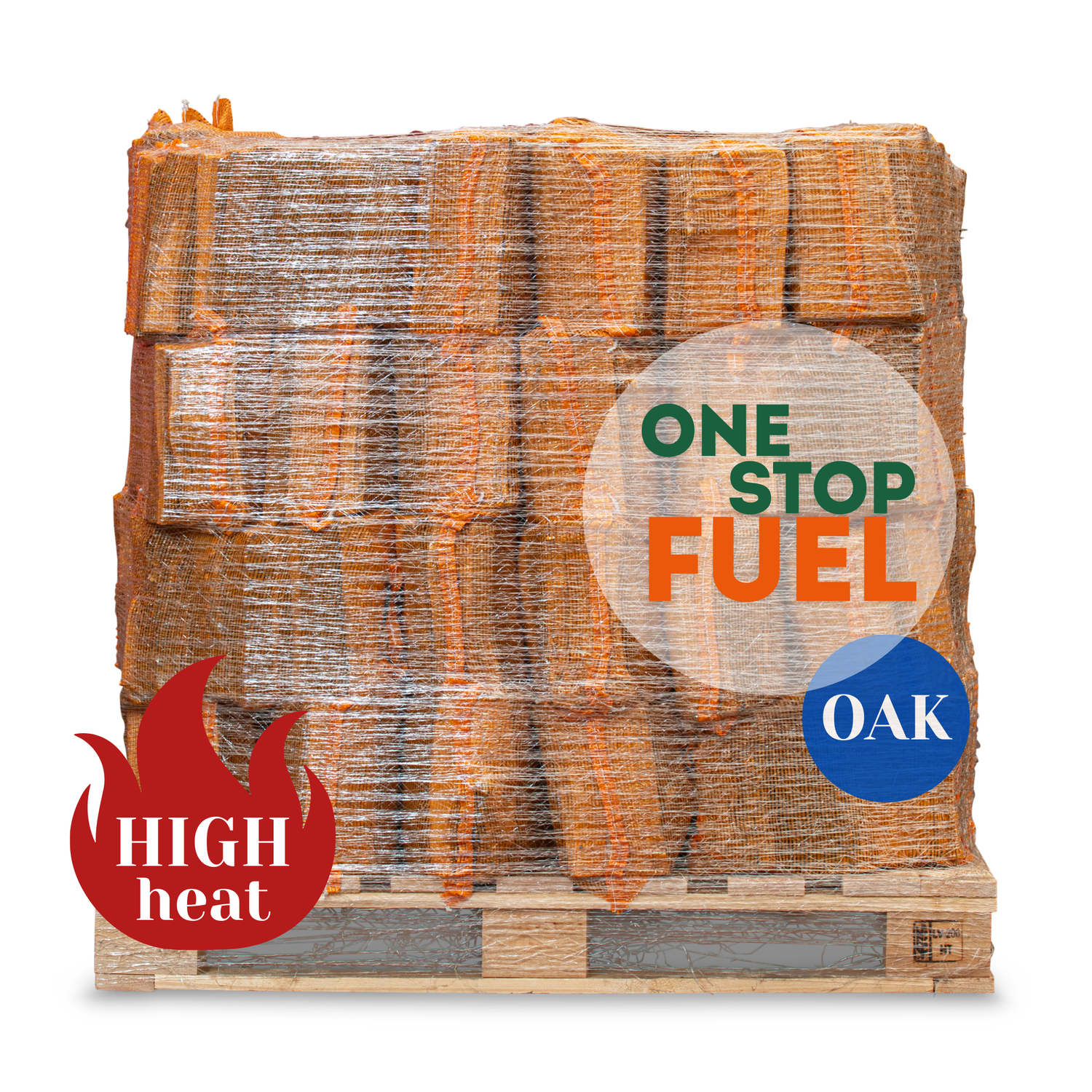 Oak firewood packed in breathable net bags for easy storage and handling – The OneStopFuel Ireland