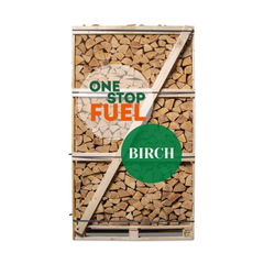 Pallet delivery of large birch firewood crate placed for kerbside drop-off in Ireland - The OneStopFuel Ireland