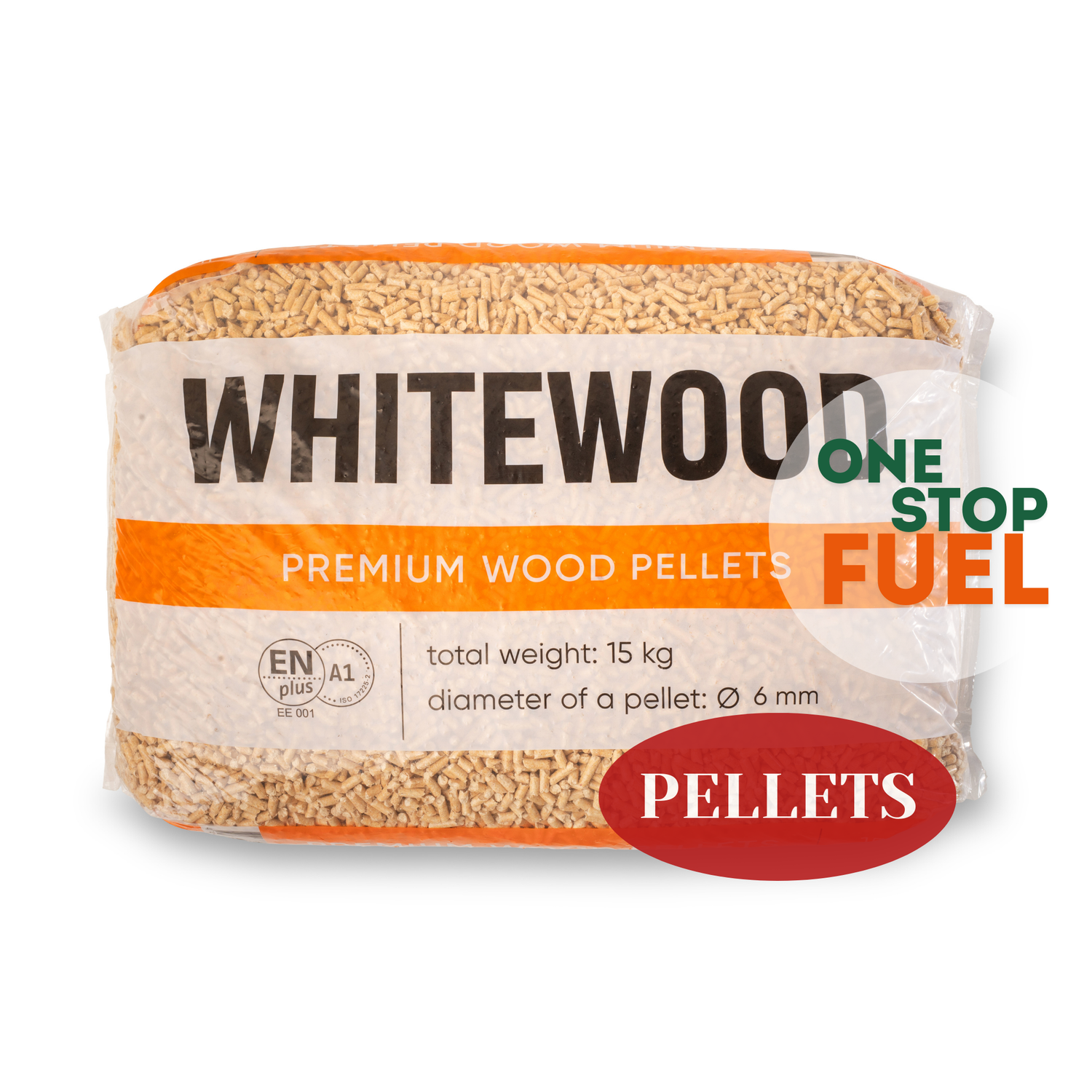Pack of premium wood pellets with branding on a white background- The OneStopFuel Ireland